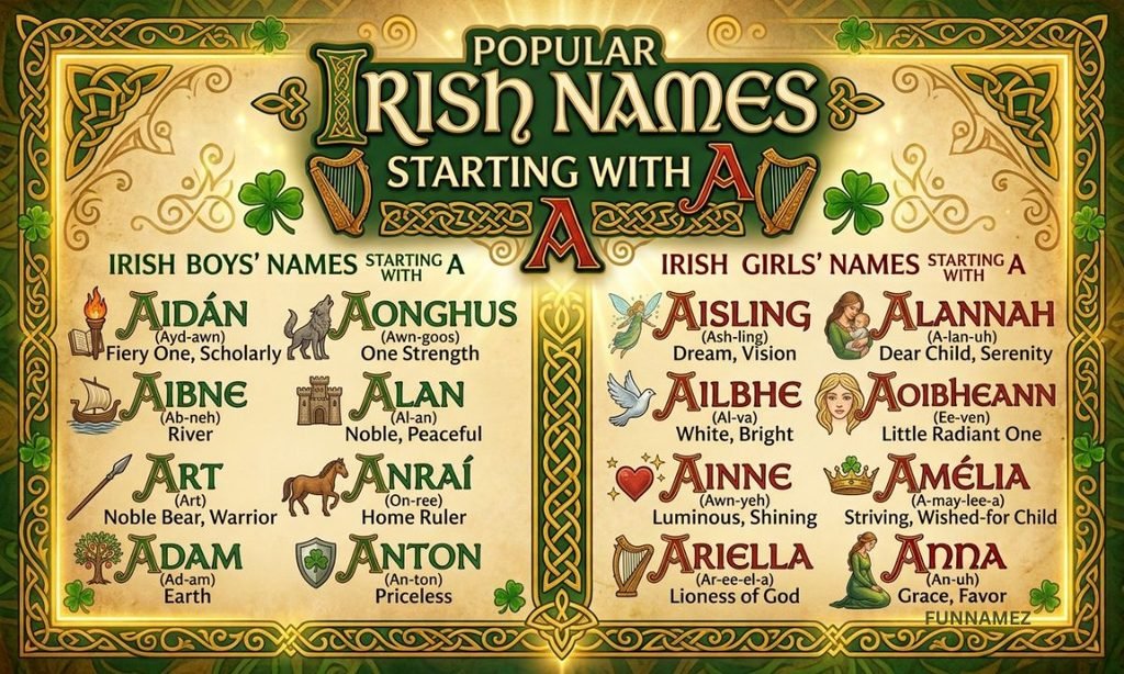 Popular Irish Names That Start With A